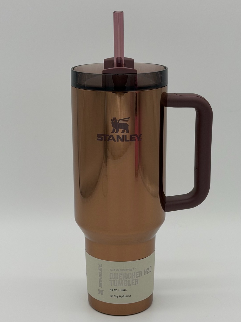 Stanley Polished Rose Gold Flowstate Quencher 40oz Tumbler